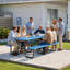 Table de pique-nique en métal robuste en acier galvanisé résistant à la rouille pour 10 personnes, table de salle à manger avec trou de parasol pour le jardin, le patio, le pique-nique, le camping-130477990