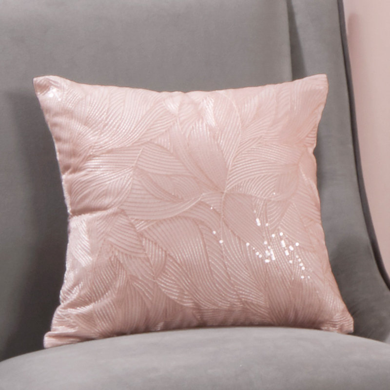 Feather Floral Square Cushion, Blush