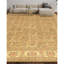 Hand Knotted Wool Oriental Area Rug in Gold And Cream