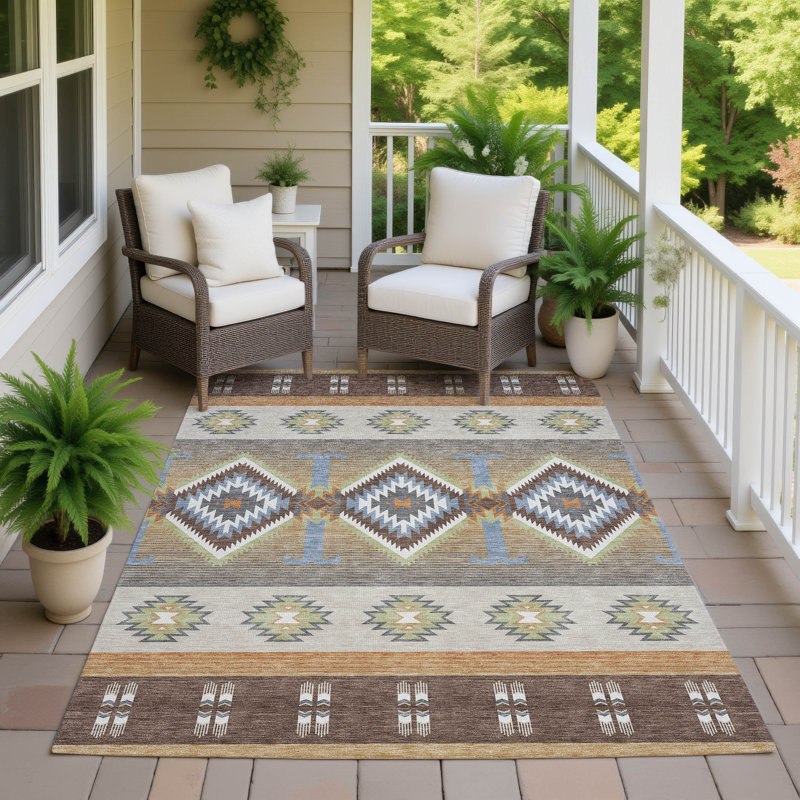 Machine Washable Indoor/Outdoor Chantille ACN2541 Lodge Rug, Rectangle 8' x 10', Chocolate
