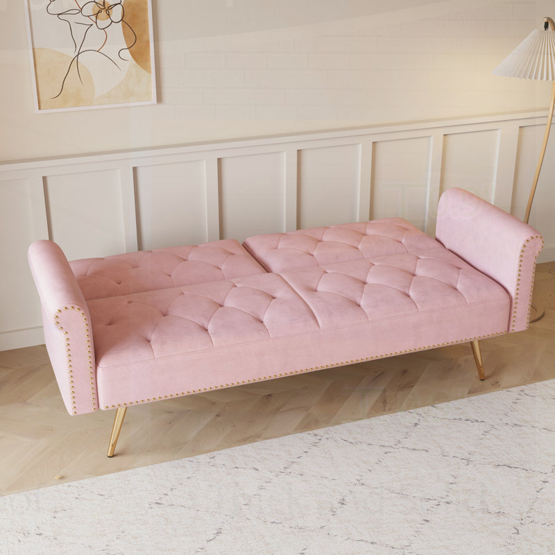 Canapé Comfy, canapé moderne, canapé-lit de salon avec coussin décoratif, Rose