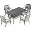 Table de salle à manger de patio - Aluminium coulé, noir, rectangulaire, structure rectangulaire capacité de 160 lb,
