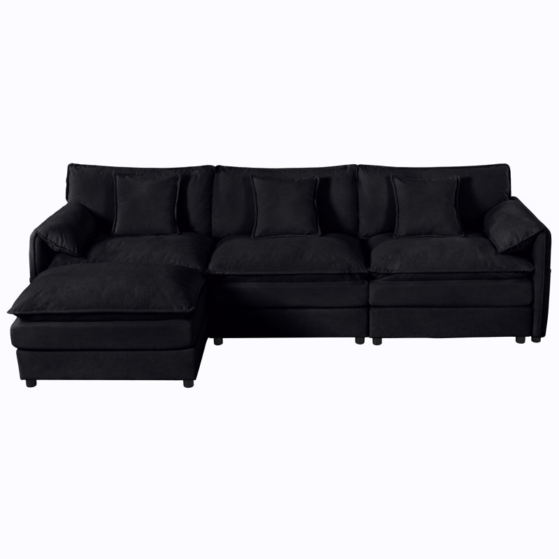 Canapé modulaire Elara, Chenille noir, H 33,46 po x l 109,45 po x P 33,86 po