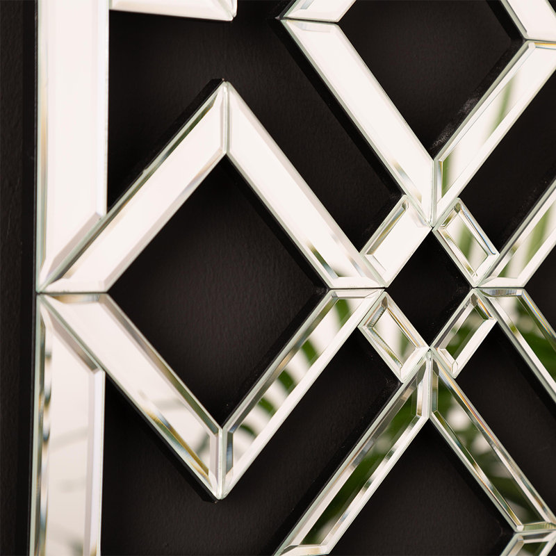 Geometric Mirrored Wall Art for Living Room, 40x40cm Modern Home Decor Wall Mounted Clear Mirror Glass Wall Art for Hallway & Bedroom