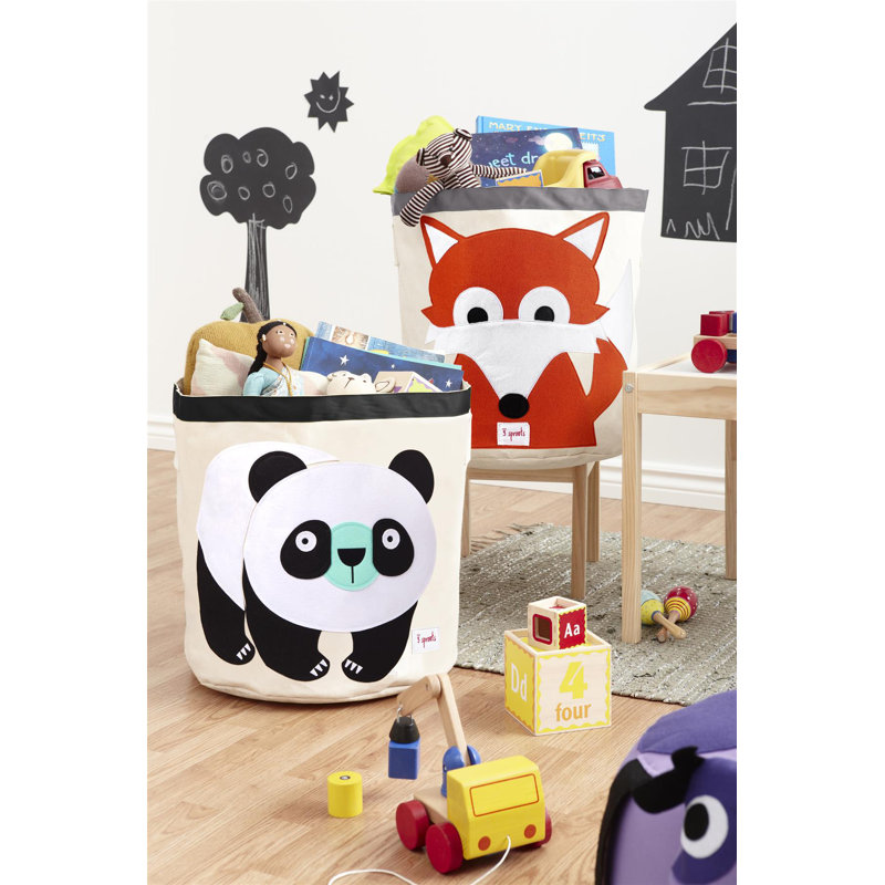 3 Sprouts - Panier de rangement en toile - Panier à linge et à jouets pour bébé et enfants - Panda