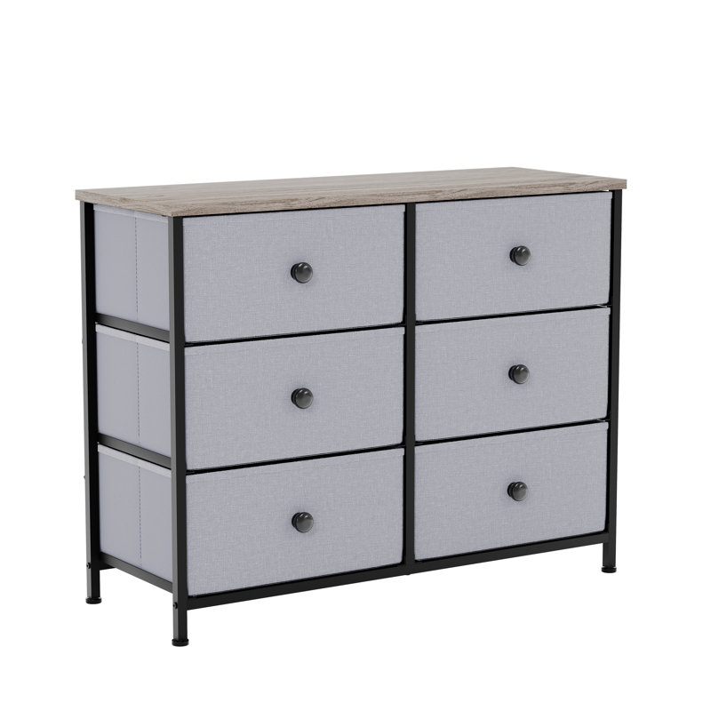 Chorley 6 Drawer Fabric Drawer Chest UKFR Certified, Beige/Grey