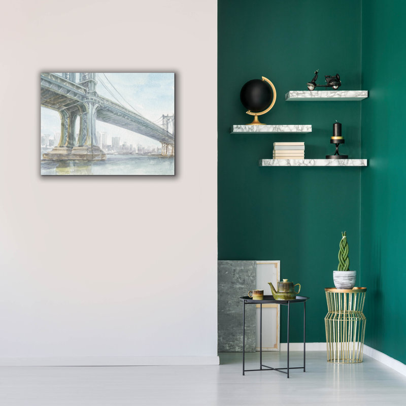 «Iconic Watercolor Bridge 4» par Ethan Harper, art mural sur toile, H 26 po x l 34 po