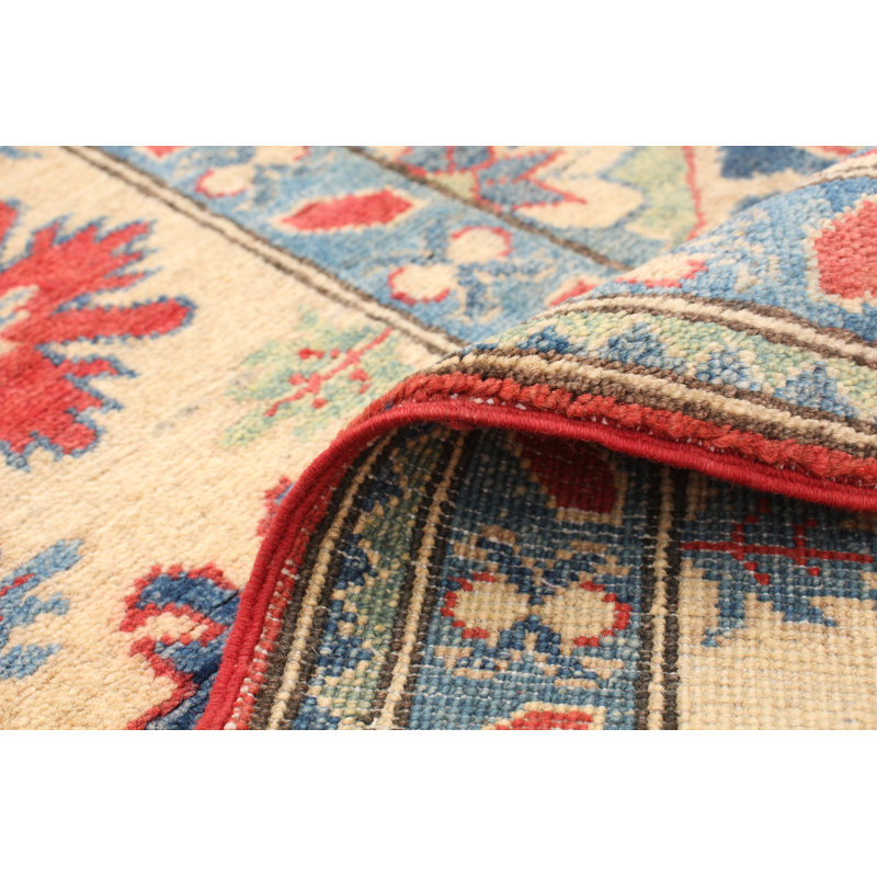 Tapis unique rouge / bleu en laine noué à la main de style années 2010 de 8 pi x 9 pi 6 po Qaiden