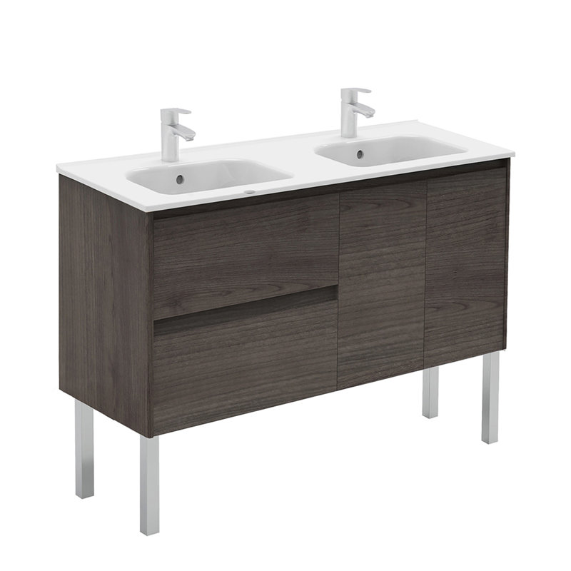 Ensemble de meuble-lavabo de salle de bain double 48 po Ambra, Cendre de Samara