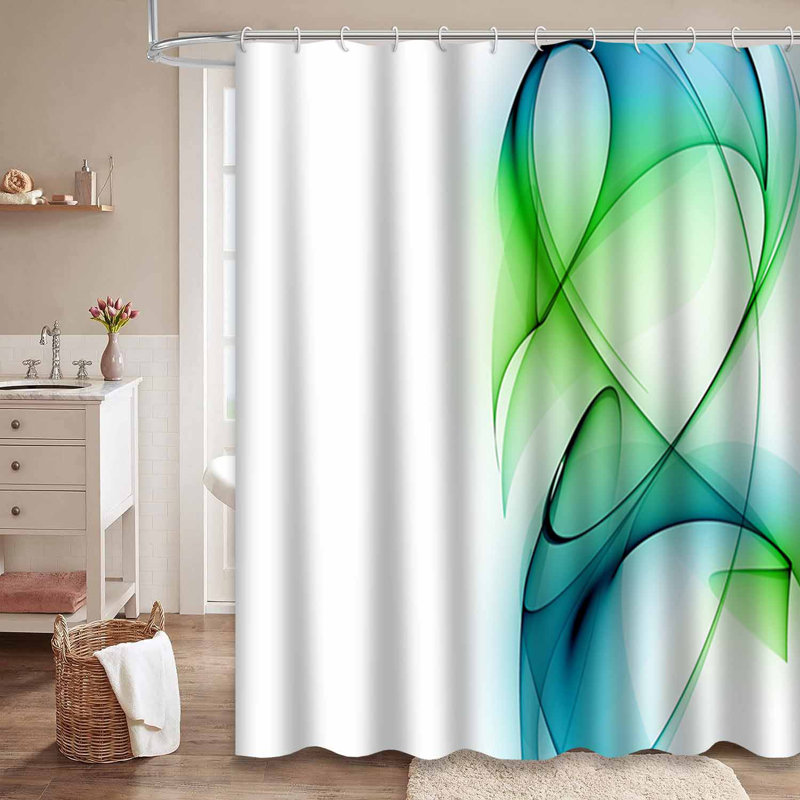 Rideau de douche bleu imperméable, rideaux de douche pour la salle de bain avec 12 crochets, L 72 po x l 84 po