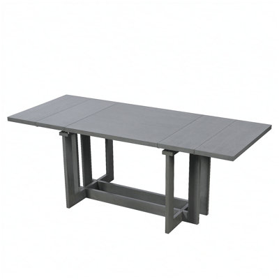 Rustic 82inch Extendable Dining Table, Trestle Kitchen Table with Two 12'' Removable Leaf, Natural