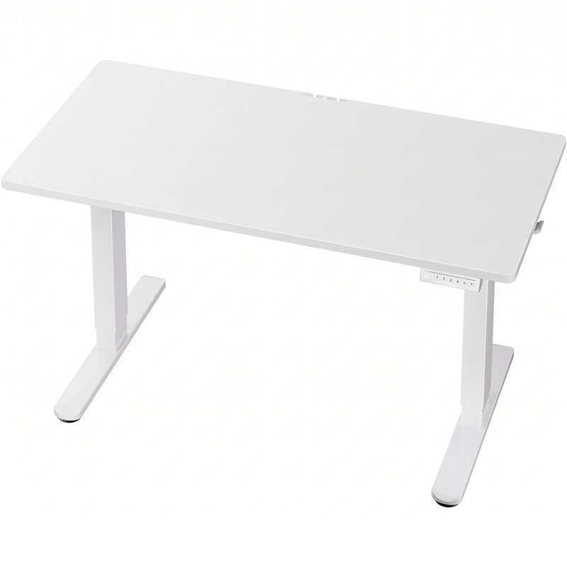 Bureau assis-debout électrique réglable en hauteur avec plateau monobloc, 4 positions mémorisables et système de gestion des câbles