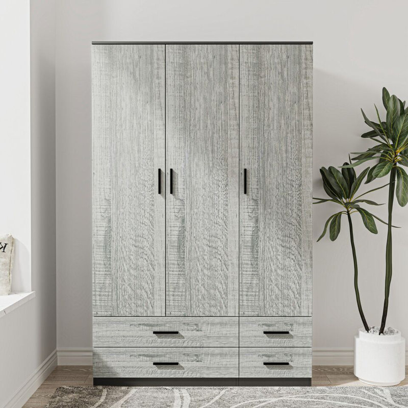 Retonia Manufactured Wood Wardrobe, Black/Ash Grey
