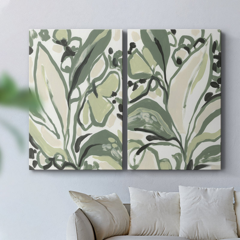 Toile tendue avec châssis Foliage Rhythm I-Premium - prêt à être accroché, H 48 po x l 64 po