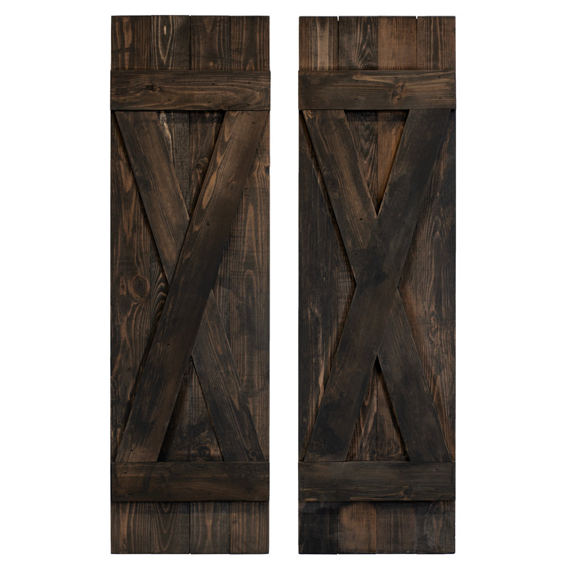 60'' Slate Black Cedar Board and Batten Shutters Set