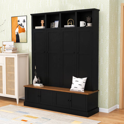 Hall Tree with Bench, Hooks and Cabinet