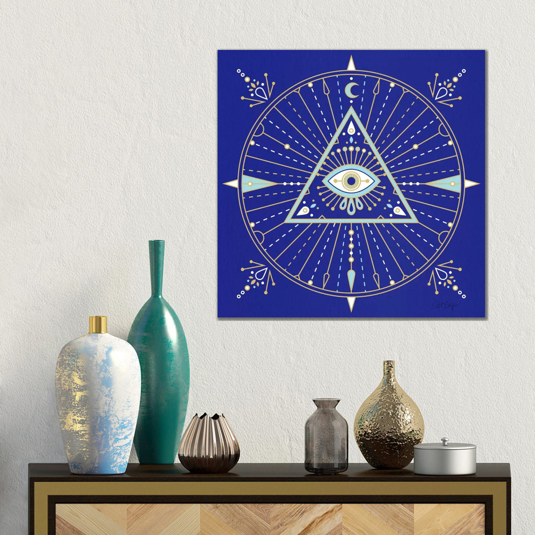 Evil Eye Mandala II von Cat Coquillette - Galerie-verpackte Leinwand Giclée auf Leinwand