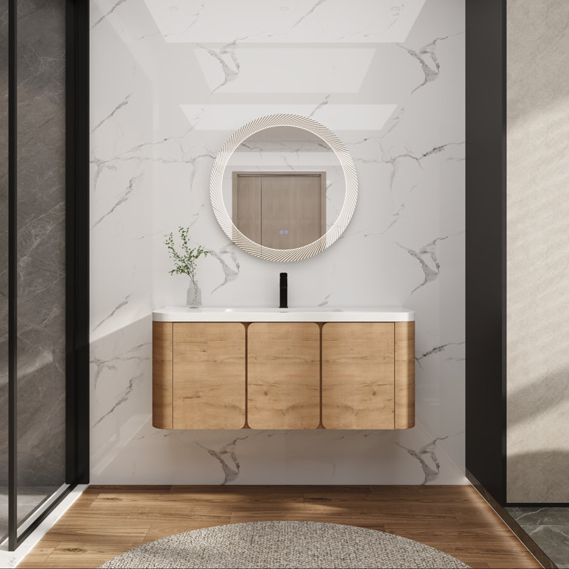 Meuble-lavabo mural 48 po avec lavabo en résine blanche, 48"