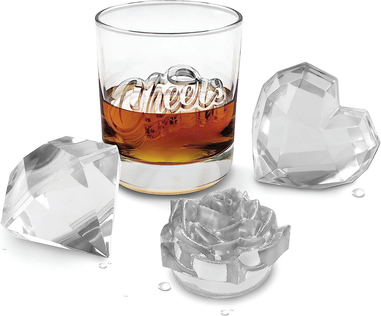 3 pcs Diamond Ice Cube Molds, Large Ice Cube Trays For Cocktails