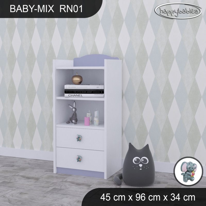 96cm H Kids Cube, 96cm H x 45cm W x 34cm D, White/Purple