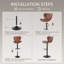 Tabourets de bar réglables pivotants rembourrés, tabouret de bar pivotant réglable avec dossier, chaises modernes à hauteur de comptoir pour îlot de cuisine, salle à manger, brun (ensemble de 2)-2041300859-2041300860