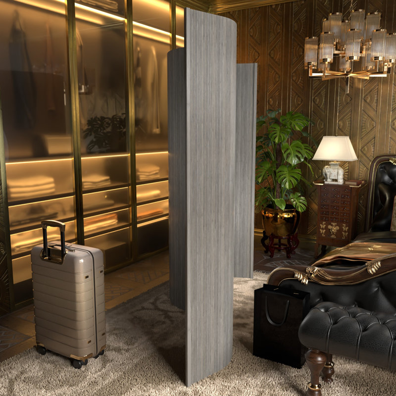 Siena Rolling Bamboo Room Divider, Gray, 6 ft. Tall
