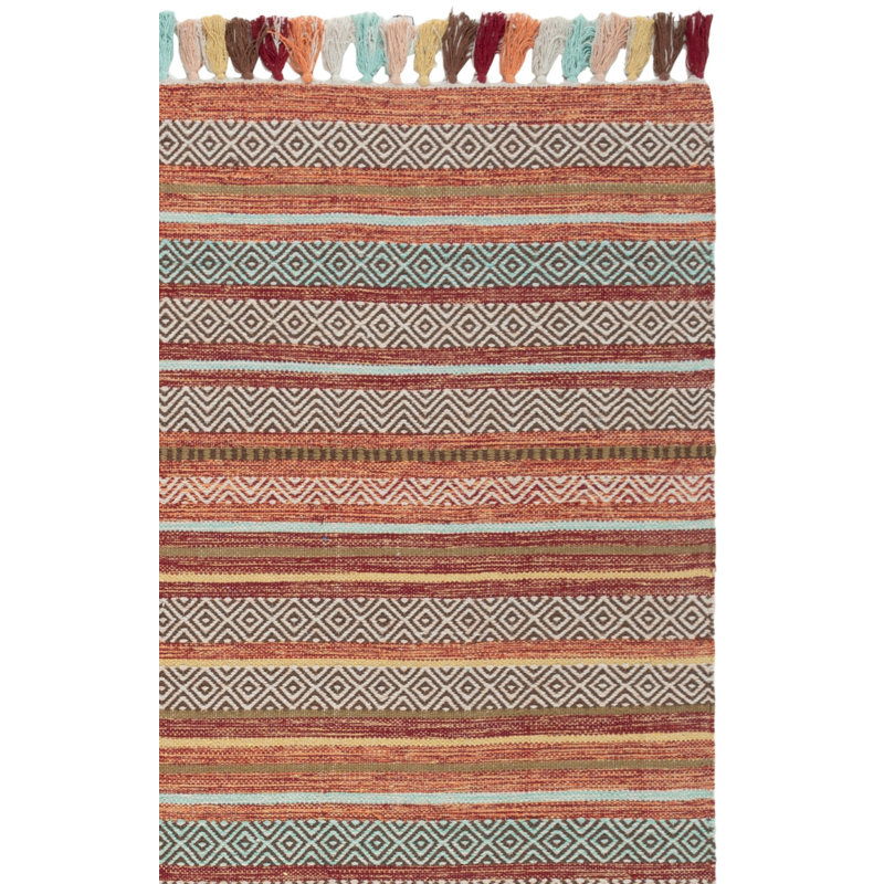Montauk Hand Woven Cotton Striped Rug, Square 6'