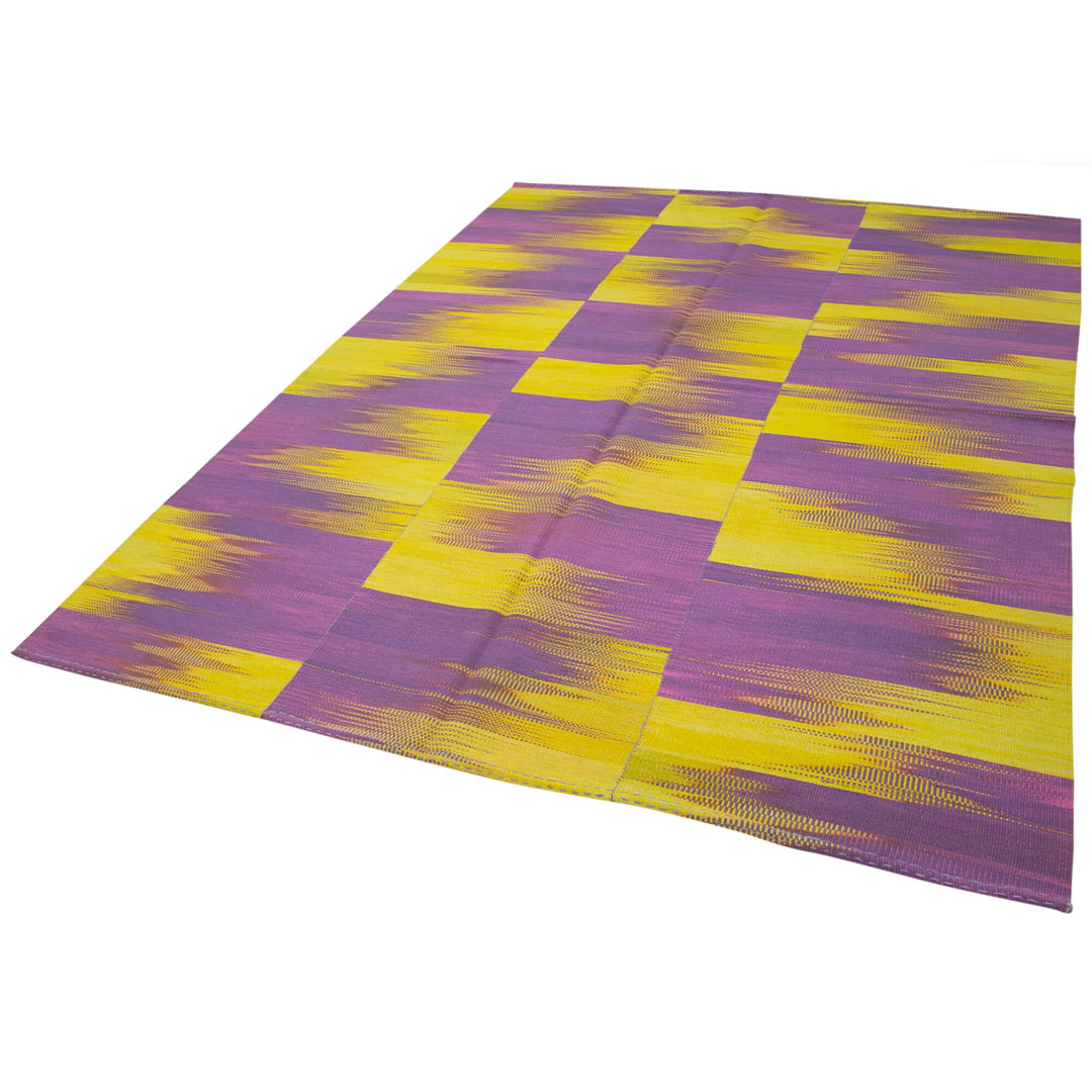 Degrade Kilim Purple Striped Wool Handmade Area Rug