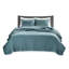 3 pièces de courtepointe très grand / très grand bleu sarcelle - réversible, microfibre douce avec rembourrage de coton, microfibre réversible, rembourrée moderne-128128324-128128325