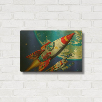 «Space Patrol 2» par Eric Joyner, art mural en métal doré, 24 po x 16 po