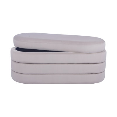 Banc avec rangement en velours taupe