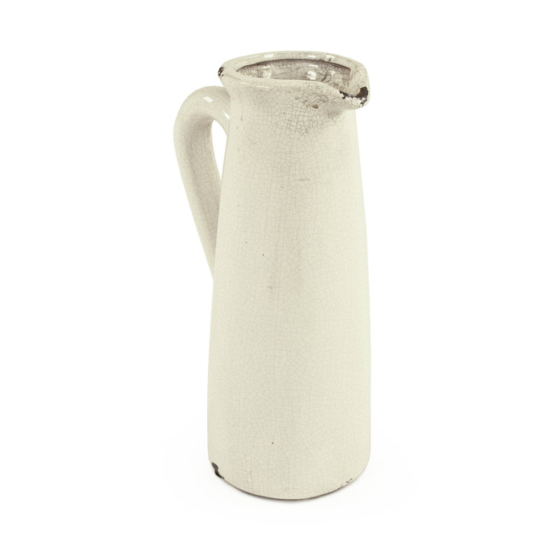 Vase de table en céramique blanche Cresthill, H 11,75 po x l 6,5 po x P 4,5 po