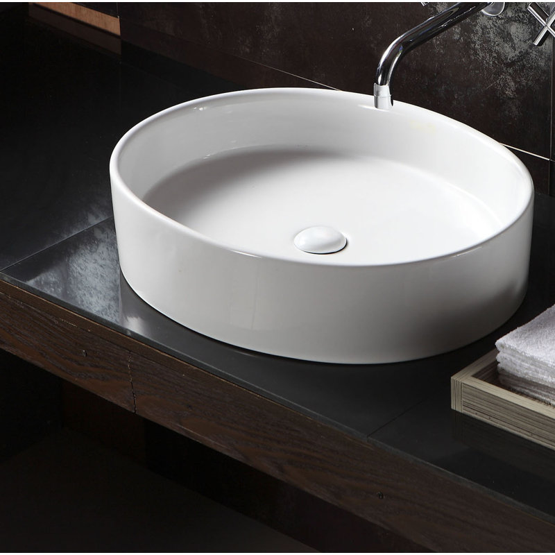 Lavabo de salle de bain vasque circulaire en porcelaine vitrifiée Shelburn