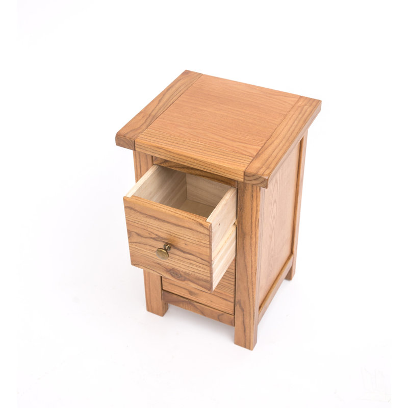 Aubusson 35cm W Bedside Table, Natural, Antique Brass