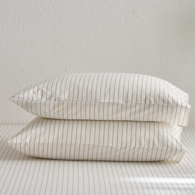MooMee 100% Washed Cotton Pillowcases Linen Like Textured Breathable Soft,  King (20" x 36")