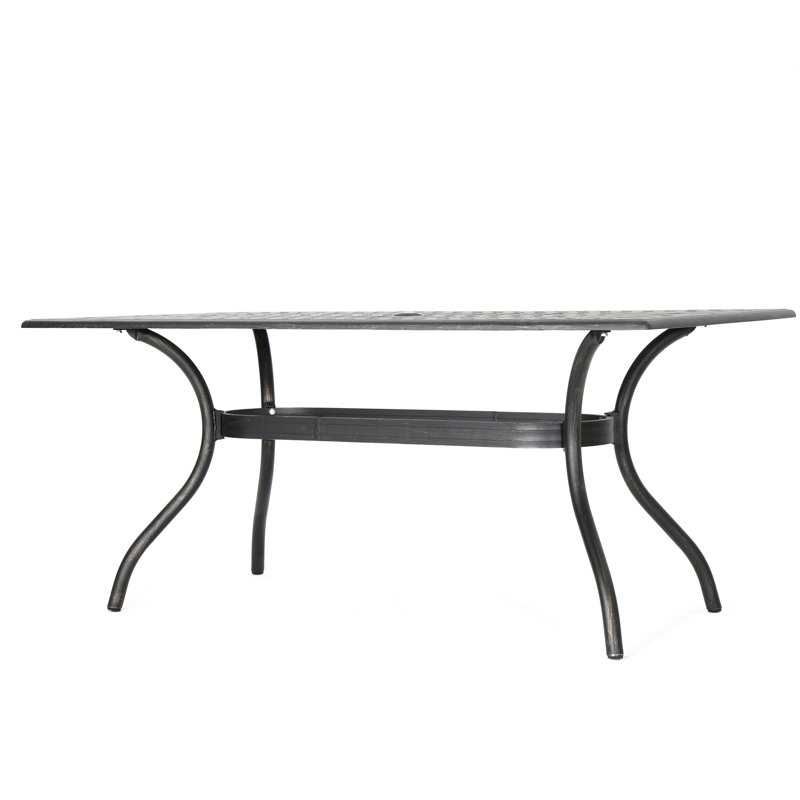 Shiny Copper 68" Rectangle Cast Aluminum Patio Table Style Rectangular Table, Finish Present