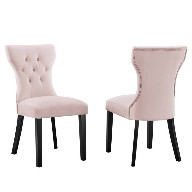 Chaises de salle à manger Silhouette Performance en velours - ensemble de 2 par Modway, Rose