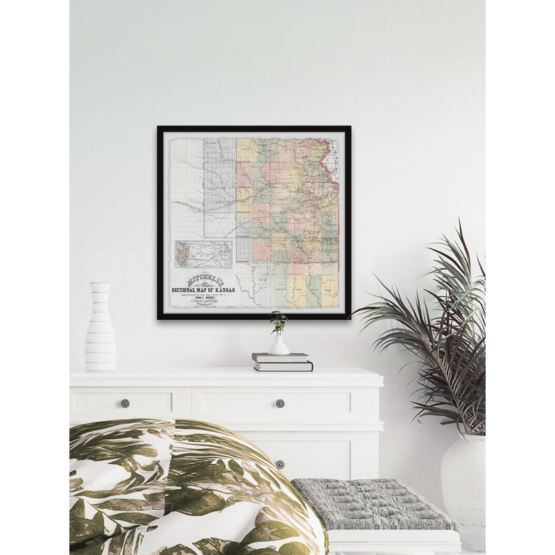Carte sectionnelle du Kansas - cadre photo, H 32 po x l 32 po x P 1,5 po