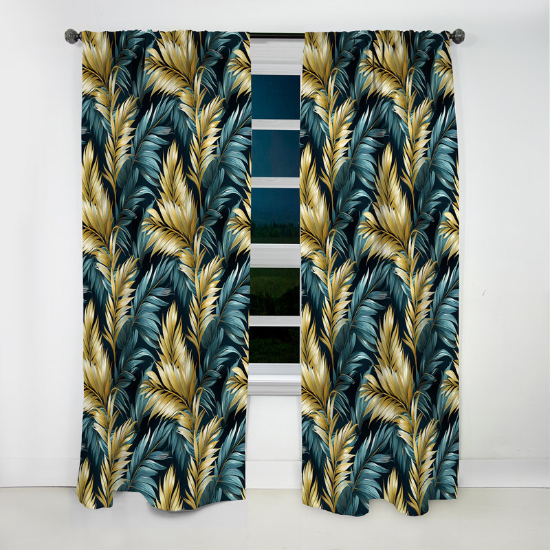 Motif tropical Palm Breeze - Rideau floral - Rideau occultant floral - 1 panneau, L 52 po x L 90 po