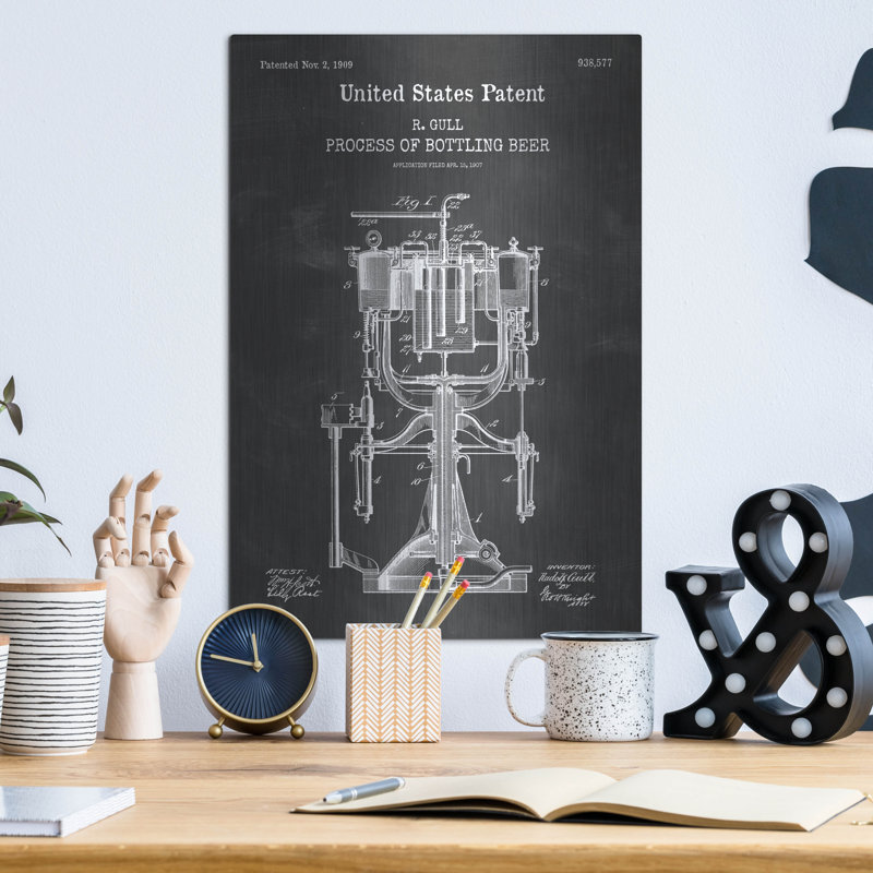 «Bottling Beer Machine Blueprint Vernis Tableau», par Patents, H 16 po x l 12 po