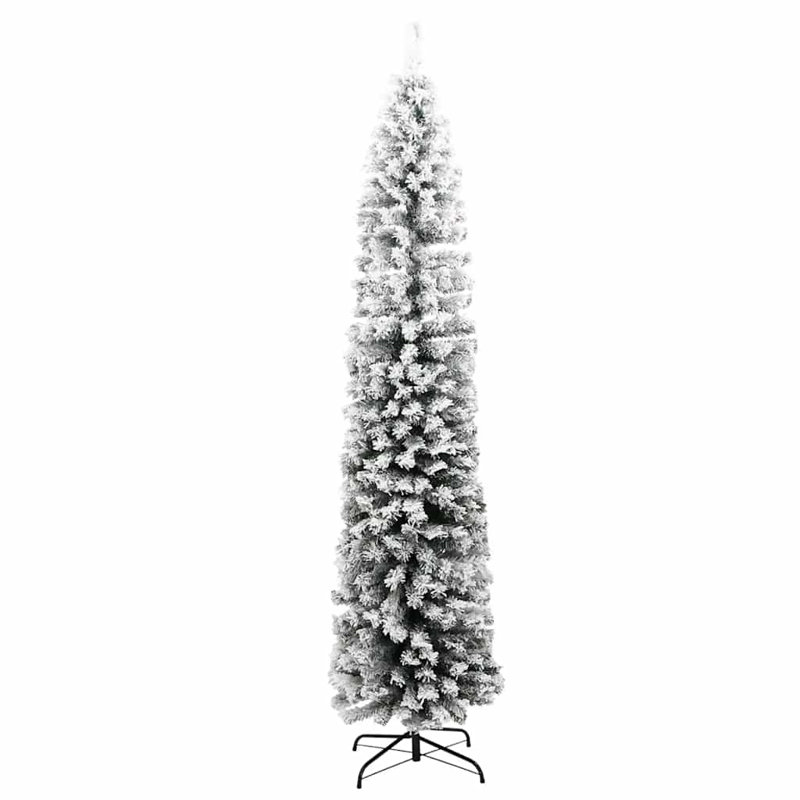 Mince arbre de Noël artificiel, H 59,1 po x l 16,9 po, Vert / neige floquée