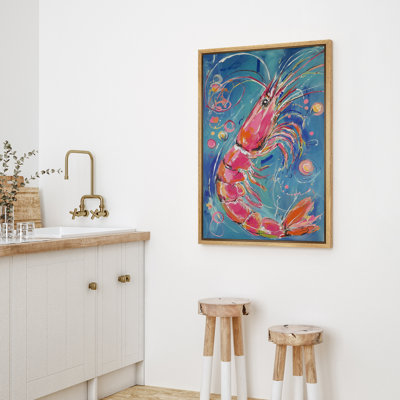 Crevettes colorées abstraites océan vie marine vibrante Art mural moderne pour le salon