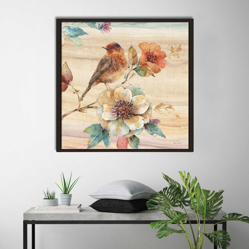 «Spice Nature II», reproduction de peinture à l'aquarelle, H 39,5 po x l 39,5 po x P 2 po, Cadre flottant espresso