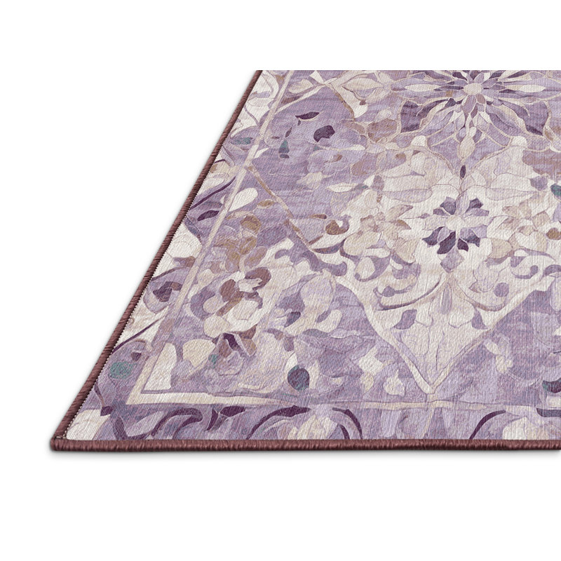 Machine Washable Beige Area Rug, Rectangle 5' x 8'