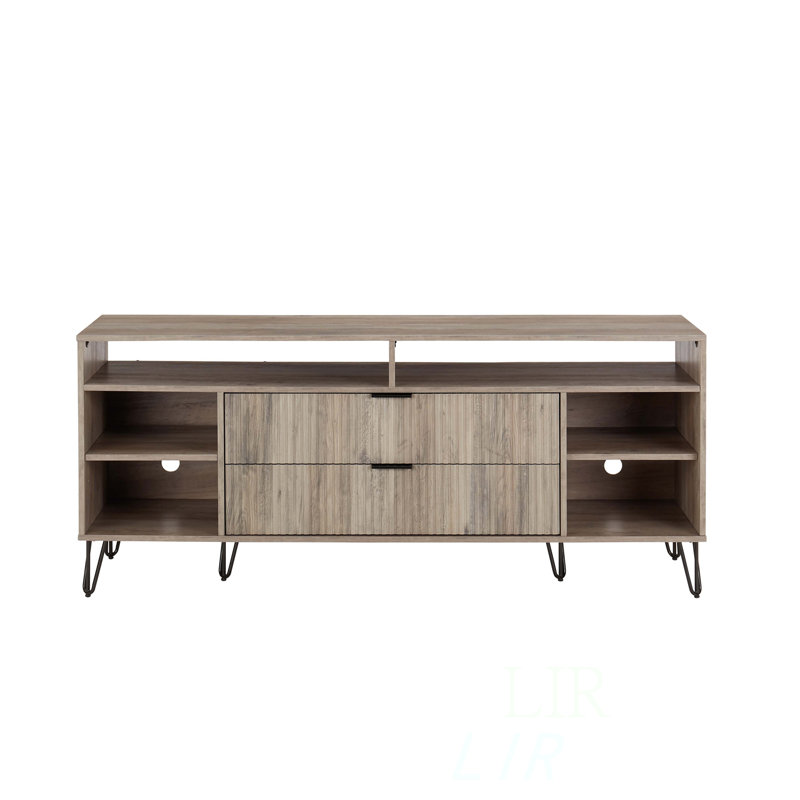 Meuble télé 63 po Dumbo, H 26,77 po x L 62,99 po x l 17,99 po, Gris / Noir
