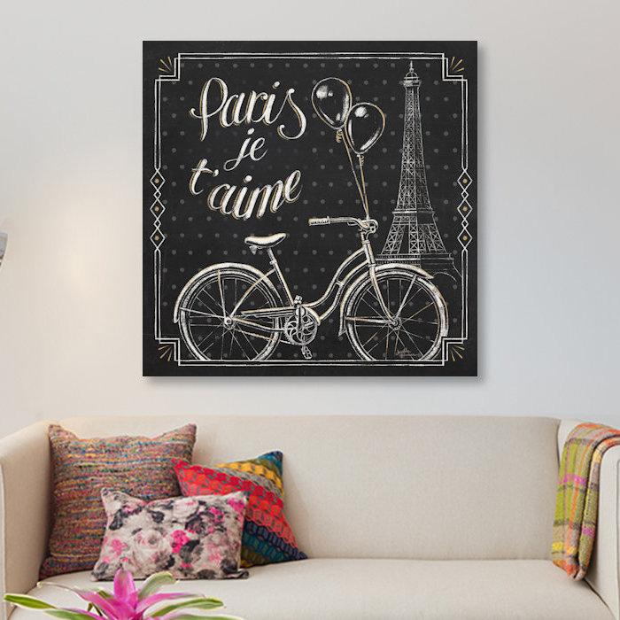 « vive paris vii », art textuel sur toile tendue, H 12 po x l 12 po x P 0,75 po, Toile tendue, Pas de tapis