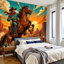 Papier peint adhésif auto-adhésif moderne pour la chambre à coucher Peel and Stick L 69 "x l 96" avec cheval couché du désert