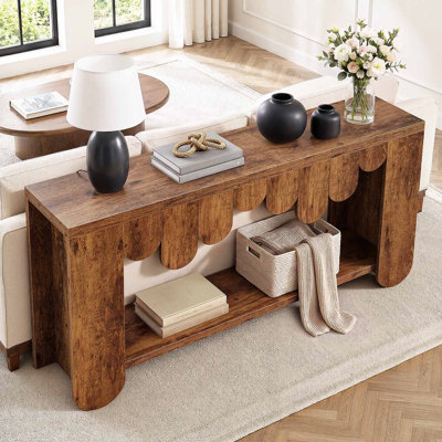 Console de style champêtre de 160 cm avec tablette de rangement, table d'entrée et table basse personnalisable