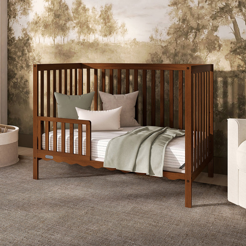 Dream On Me Synergy Wave 5-in-1 Convertible Crib, Walnut