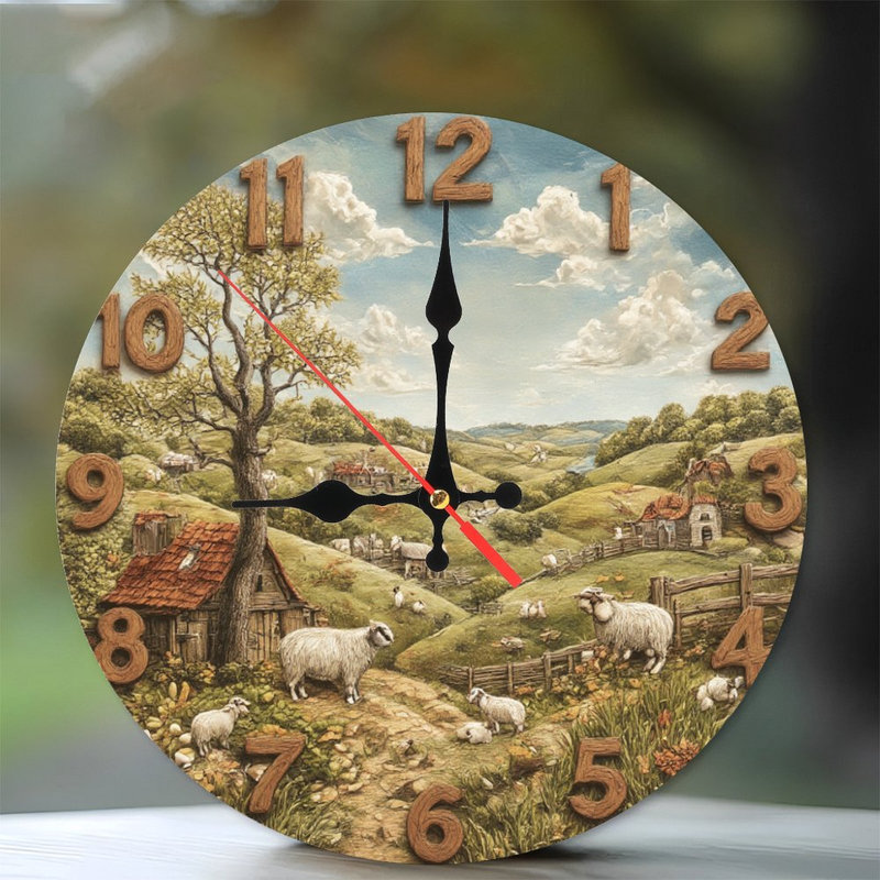 Sheep Farm Clock With Numbers